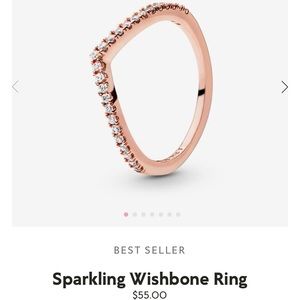 Pandora Rose gold Sparkling wishbone ring